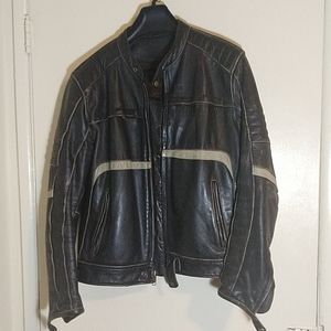 Leather motorcycle jacket with padding
